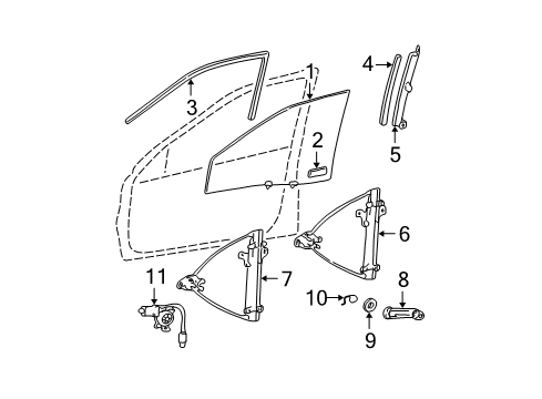 2000 Hyundai Sonata Front Door Handle Assembly-Door Window Regulator Diagram for 8263022001TI
