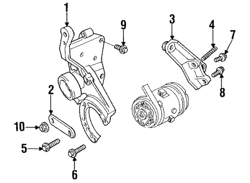 1995 Buick Skylark Belts & Pulleys Mount Bolt Diagram for 11571223