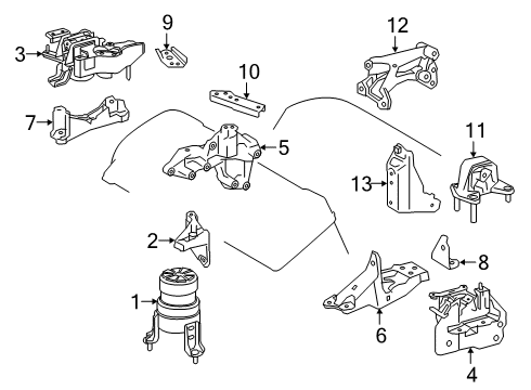 2019 Lexus RX350L Engine & Trans Mounting Bracket, Engine Mount Diagram for 123110P130