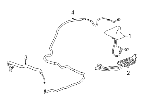 2013 Chevrolet Camaro Antenna & Radio Cable, Radio Antenna Diagram for 19118883