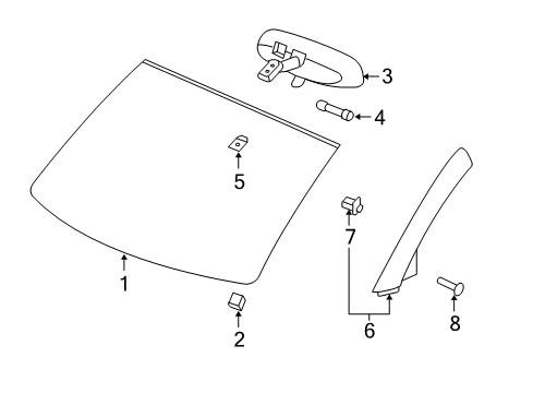 2004 Chevrolet SSR Windshield Glass, Reveal Moldings Mirror Inside Diagram for 10345906