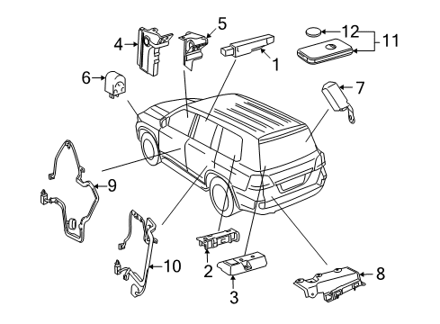 2008 Toyota Land Cruiser Keyless Entry Components Transmitter Diagram for 8990448100