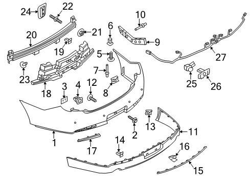 2014 Lincoln MKS Rear Bumper Impact Bar Nut Diagram for N621941S436