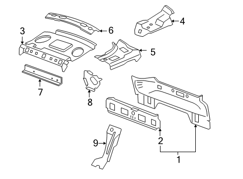 2010 Chevrolet Impala Rear Body Support-Rear Window Panel Extension Diagram for 10353557