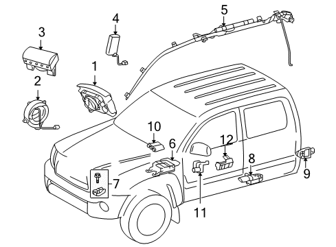 2011 Toyota Tacoma Air Bag Components Head Air Bag Diagram for 6217004031