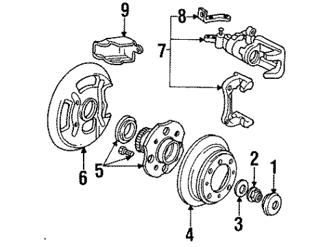 1992 Honda Accord Rear Brakes Sensor Assembly, Left Rear Diagram for 57475SM5A50