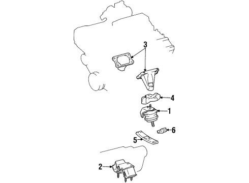 2000 Lexus SC400 Engine & Trans Mounting Bracket, Engine Mounting, Front NO.1 LH Diagram for 1231550080