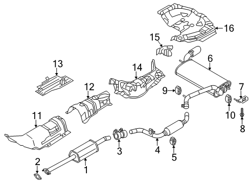 2012 Ford Focus Exhaust Components Muffler Diagram for BV6Z5230A