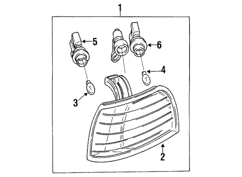 1992 Honda Accord Park & Side Marker Lamps Light Assembly, Right Front Position &Side Marker Diagram for 34300SM4A03