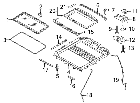2019 Ford F-350 Super Duty Sunroof Sunroof Frame Diagram for FL3Z18502C22B