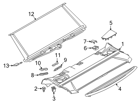 2019 BMW 530e xDrive Interior Trim - Rear Body Speaker Cover, Storage Shelf, Rear Left Diagram for 51467419857