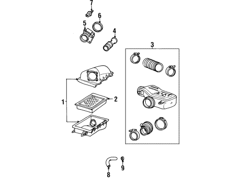 2001 Ford Crown Victoria Filters Air Cleaner Assembly Diagram for 1W7Z9600AA