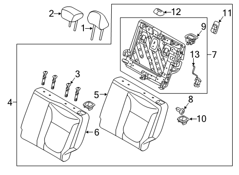 2017 Kia Soul EV Rear Seat Components Bezel-Latch Diagram for 89395B2500GA6