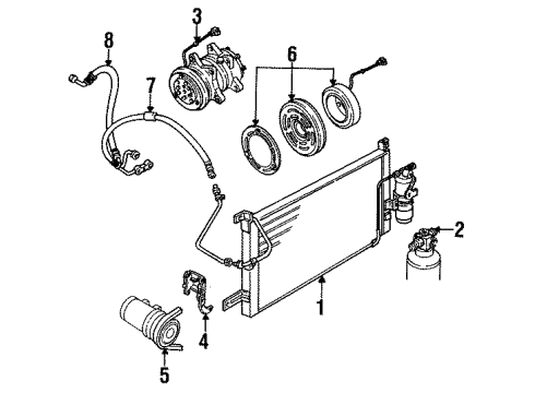1993 Isuzu Pickup A/C Condenser, Compressor & Lines Seal Shaft Diagram for 8971838770