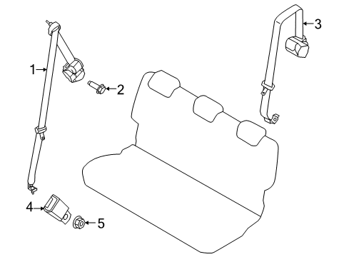 2014 Ford Transit Connect Seat Belt Buckle Nut Diagram for DT1Z00811B