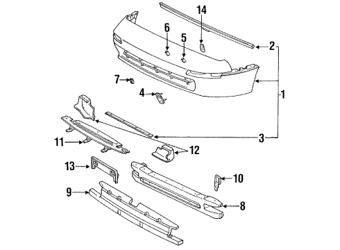 1992 Toyota MR2 Front Bumper Cover Retainer Diagram for 5253617020