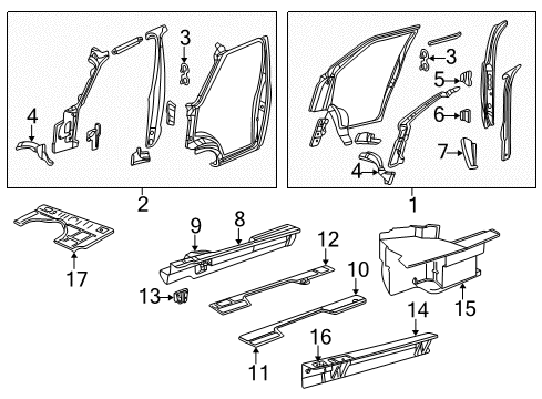 1999 Dodge Ram 3500 Van Hinge Pillar, Rocker, Floor SILL-UNDERBODY Front Diagram for 55346575AO