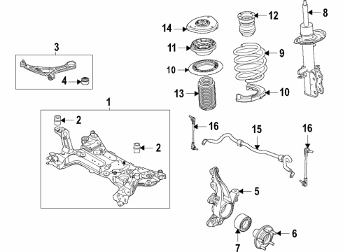 2021 Ford Bronco Sport Front Suspension Components, Lower Control Arm, Stabilizer Bar SHOCK ABSORBER ASY - FRONT Diagram for LX6Z18124CD