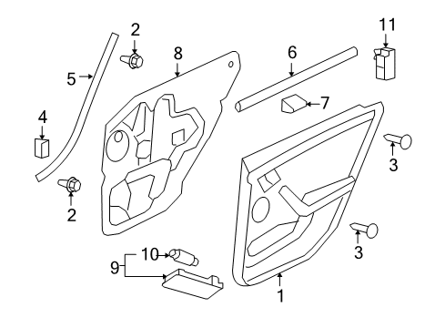 2008 Pontiac G8 Interior Trim - Rear Door Sealing Strip, Rear Side Door Window Inner Diagram for 92235139