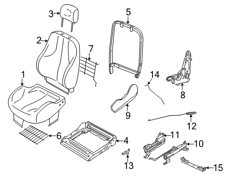2003 Chevrolet Cavalier Front Seat Components Frame Asm-Driver Seat Back Diagram for 16748361
