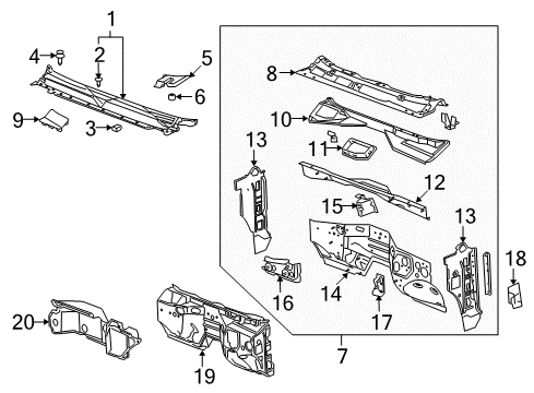2012 Chevrolet Tahoe Cowl Insulator Asm-Dash Panel Diagram for 15951335