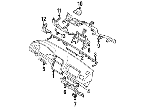 1996 Isuzu Rodeo Cluster & Switches, Instrument Panel Reinforcement, Steering Diagram for 8971079381