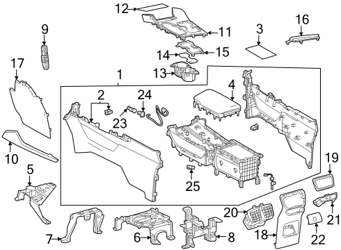 Center Console BOX, CONSOLE COMPART Diagram for 5882378040