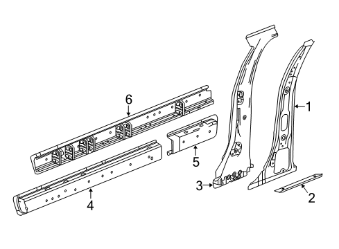 2017 Cadillac XT5 Center Pillar & Rocker Inner Center Pillar Baffle Diagram for 23305540