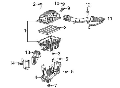 2021 Ram 1500 Filters Air Inlet Duct Diagram for 68292830AA