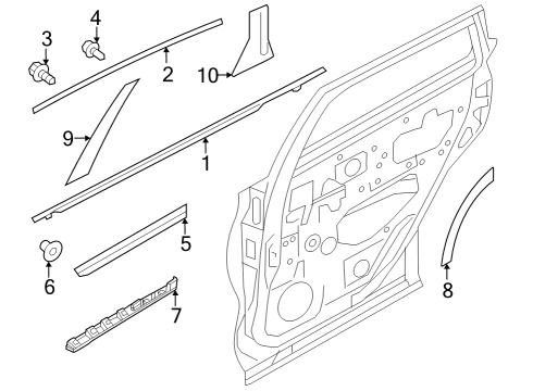 Exterior Trim - Rear Door Moulding-Fillet, Rear RH Diagram for 788605NA1A
