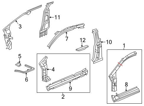 2015 Honda Civic Center Pillar, Hinge Pillar, Rocker Pillar, L. Center (Inner) Diagram for 64620TS8A11ZZ