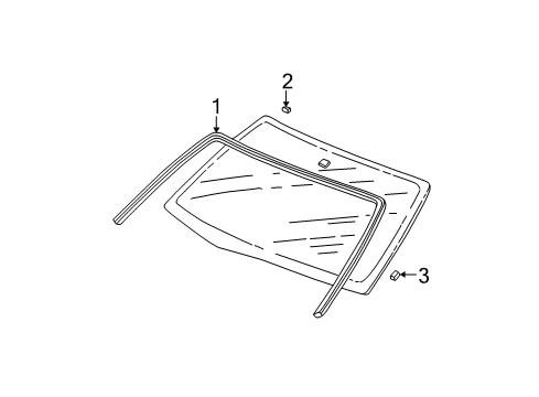 2007 Honda Ridgeline Reveal Moldings Rubber, FR. Windshield Molding Diagram for 73129SJCA01