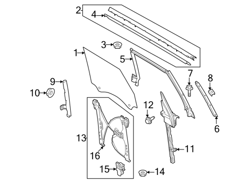 2021 Ford Bronco Front Door RAIL ASY - BODY SIDE - UPPER Diagram for M2DZ78025C27A