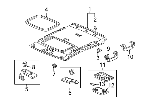 1999 Acura TL Interior Trim - Roof Light Assembly, Interior (Seagull Gray) Diagram for 34250SV1A12ZH