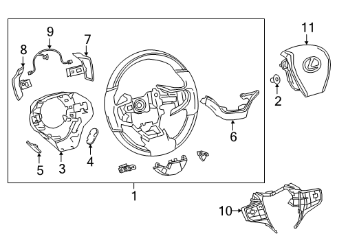2021 Lexus ES300h Steering Column & Wheel, Steering Gear & Linkage Steering Wheel Assembly Diagram for 4510006S01C0