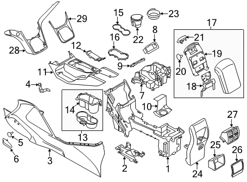 2015 Ford Escape Center Console Compartment Bumper Diagram for CJ5Z5806066A