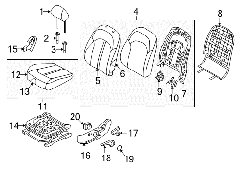2016 Kia Optima Driver Seat Components Front Cushion Covering, Left Diagram for 88160D5010A3A