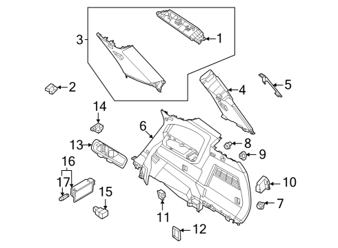 Interior Trim - Quarter Panels Hook-Luggage Net Diagram for 849373JA0A
