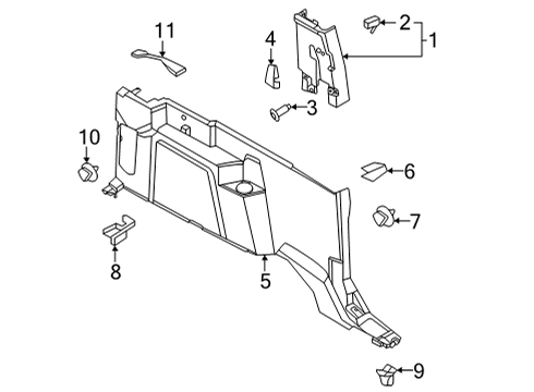 2022 Ford Bronco Interior Trim - Quarter Panels TRIM - LOAD COMPARTMENT Diagram for M2DZ9831013AA