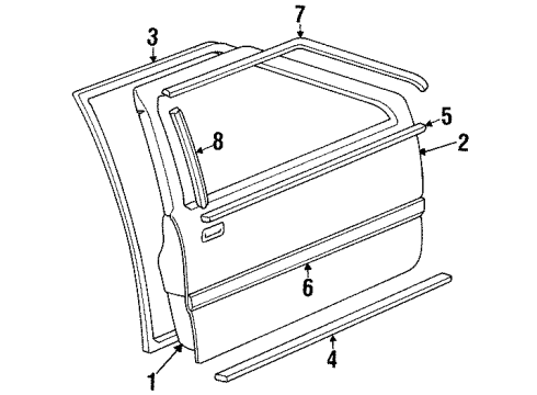 1990 Hyundai Excel Front Door Weatherstrip Assembly-Front Door Belt Outside RH Diagram for 8222024200