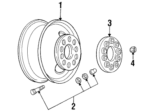 1991 GMC K3500 Wheels, Covers & Trim Wheel Diagram for 14005758