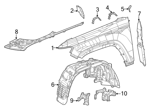 Fender & Components FENDER-WHEELHOUSE INNER Diagram for 68376700AD