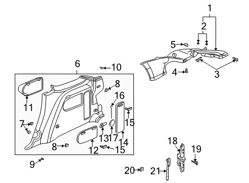 2004 Pontiac Aztek Interior Trim - Quarter Panels Jack Assembly Bolt Diagram for 11610525