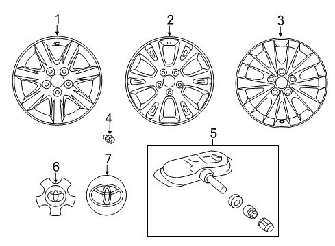 2011 Toyota Avalon Wheels, Covers & Trim Wheel, Alloy Diagram for 4261107031