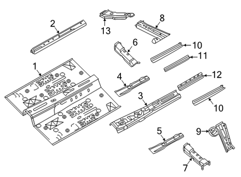 Floor & Rails Floor Rear Front Diagram for G43125NAMA