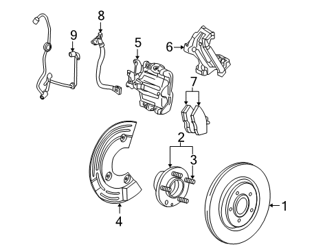 2008 Ford Taurus Brake Components Front Pads Diagram for 5U2Z2V001J
