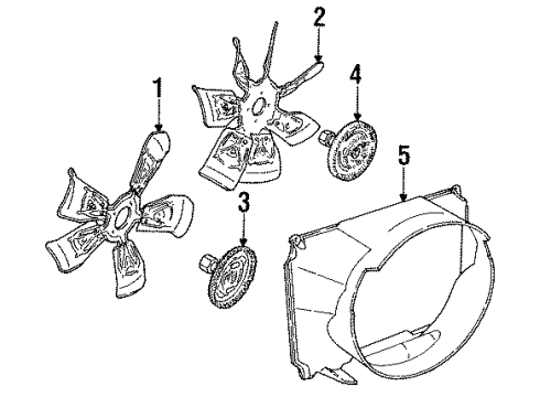 1994 Mercury Grand Marquis Cooling System, Radiator, Water Pump, Cooling Fan Fan Clutch Diagram for F4VY8A616B