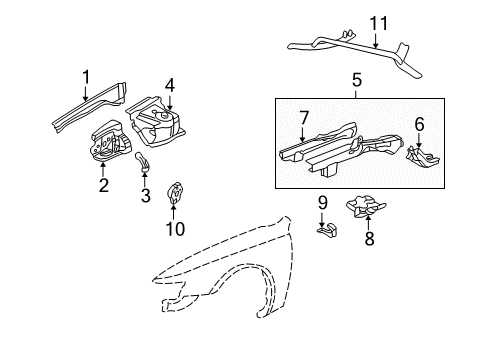 2003 Acura CL Structural Components & Rails Bar, Front Strut Diagram for 74180S0KA00