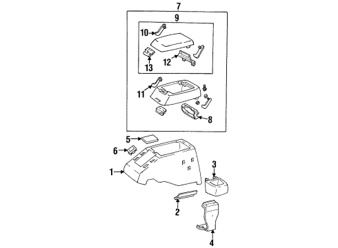 1995 Toyota Land Cruiser Center Console Lid Assembly Diagram for 5890560010B0