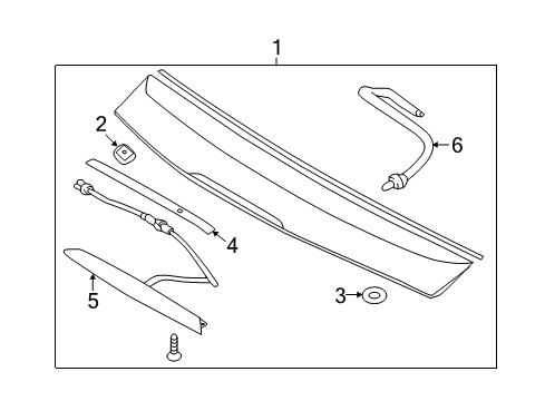 2014 Hyundai Veloster Rear Spoiler Pad 3-Rear Spoiler Diagram for 872163J000